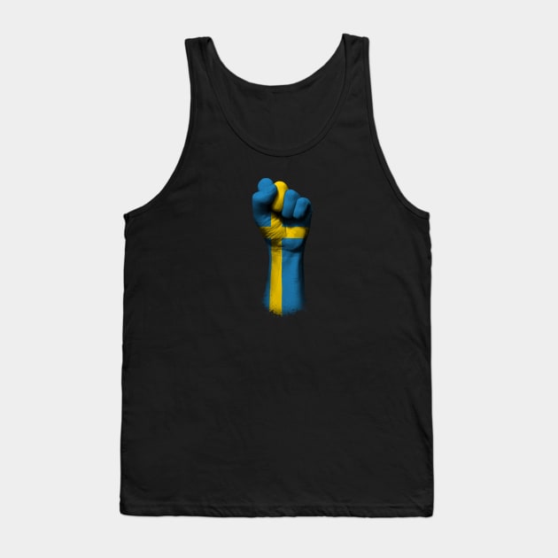 Flag of Sweden on a Raised Clenched Fist Tank Top by jeffbartels